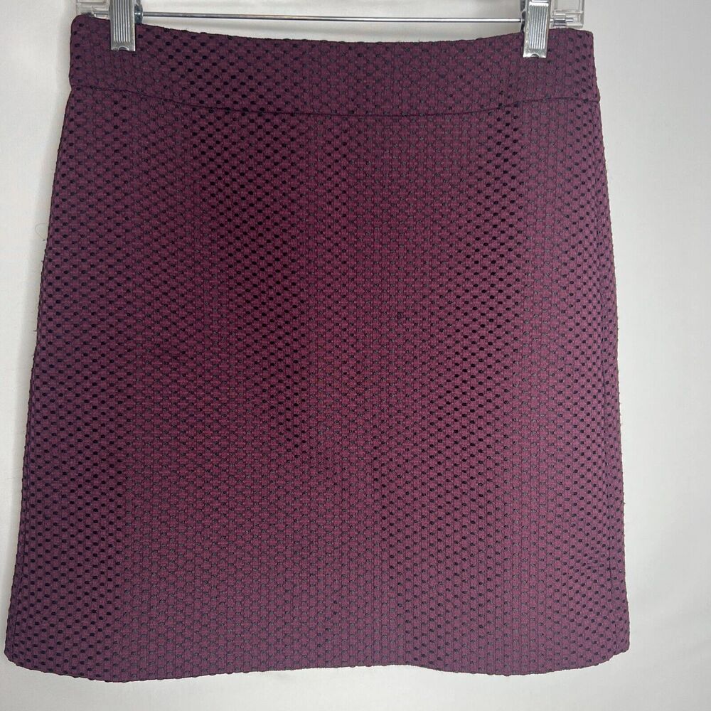 Ann Taylor Loft Burgundy Red Black Tweed Straight Skirt Size 2